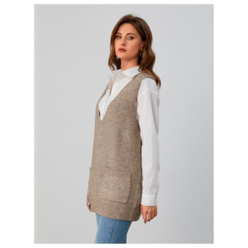 Stylish OYOANGLE Deep V Neck Sweater Vest for Women