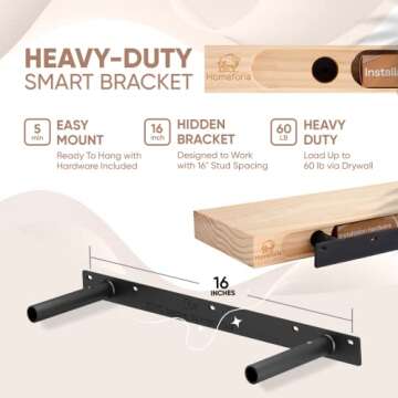 Homeforia Rustic Farmhouse Floating Shelves, Bathroom Wooden Shelves for Wall Mounted, Thick Industrial Kitchen Wood Shelf - 24 x 6.5 x 1.75 inch - Set of 2 - Unfinished - No Stain - DIY