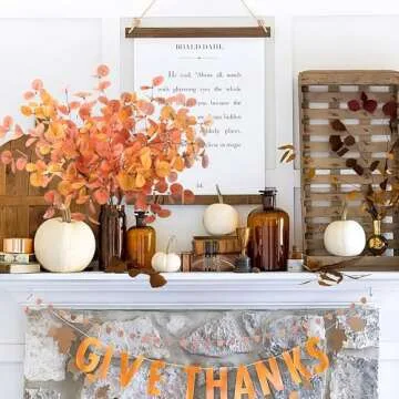 SITUMEIZI 6 Pcs Fall Stems Eucalyptus Thanksgiving Decor Artificial Tall Eucalyptus Leaves Fall Decor Autumn Decorations for Fall Halloween Farmhouse Floral Arrangement