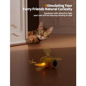 FEELNEEDY Interactive Cat Toys, Goldfish Automatic Cat Toy Interactive with LED Light for Indoor All Breed Cat, Self Moving Electric Cat Toy USB-C Rechargeable (Yellow)