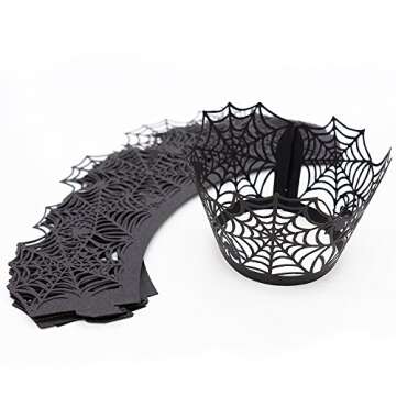 Halloween Cupcake Wrappers 36 Pcs Spider Web Design