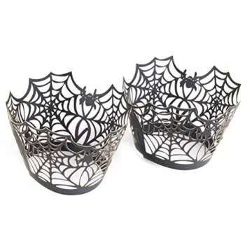 Halloween Cupcake Wrappers 36 Pcs Spider Web Design