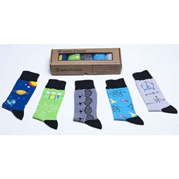 socks n socks-Men's 5-pair Luxury Cotton Science Funny Cool Socks Gift Box