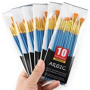 AROIC 10 Pack Paint Brush Set for All Ages Artists