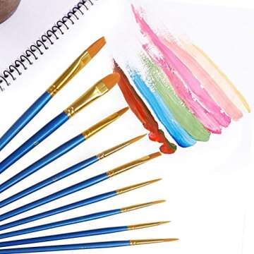 AROIC 10 Pack Paint Brush Set for All Ages Artists