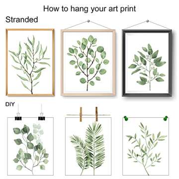 Tevxj 9PCS Botanical Plant Wall Art Prints Green Plant Wall Decor Boho Herb Wall Decor Pictures Minimalist Wall Art Photo Prints for Living Room Kitchen Leaves (8"x10", Unframed)