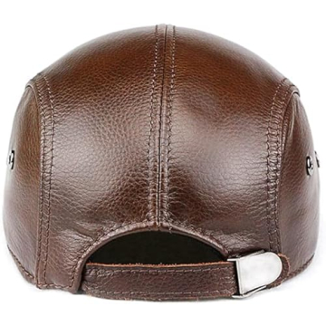 HAEAUL Men's Genuine Leather Newsboy Hat - Brown