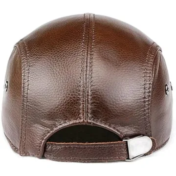 HAEAUL Men's Genuine Leather Newsboy Hat - Brown