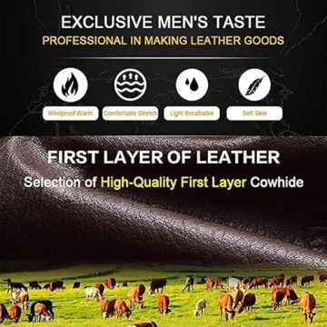 HAEAUL Men's Genuine Leather Newsboy Hat - Brown