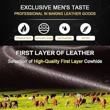 HAEAUL Men's Genuine Leather Newsboy Hat - Brown