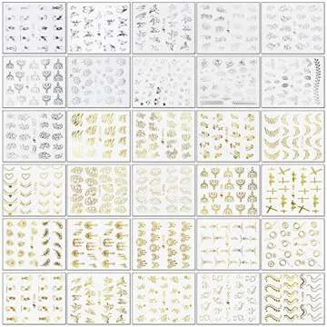 Nail Stickers 60 Sheets, EAONE Butterfly Nail Stickers Water Transfer Self-Adhesive Flower Nail Tattoos Decals Gifts for Women Girls Gel Polish with Nail Gems Tweezers and Scissors Decoration Kits