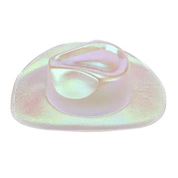 Patyhapy White Cowgirl Hat with Heart Glasses for Women