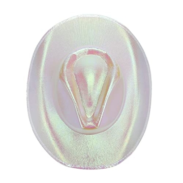 Patyhapy White Cowgirl Hat with Heart Glasses for Women