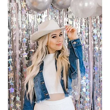 Patyhapy White Cowgirl Hat with Heart Glasses for Women