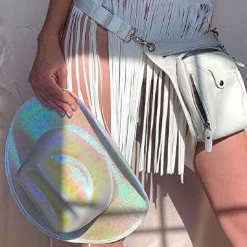 Patyhapy White Cowgirl Hat with Heart Glasses for Women