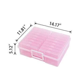 Naivees 4" x 6" Photo Storage Case with Handle, 16 Inner Photo Organizer Keeper, Extra Large Storage Picture Boxes, Seed Storage, Transparent Craft Keeper (Purple)