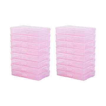 Naivees 4" x 6" Photo Storage Case with Handle, 16 Inner Photo Organizer Keeper, Extra Large Storage Picture Boxes, Seed Storage, Transparent Craft Keeper (Purple)