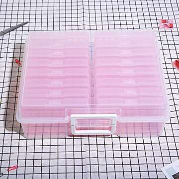 Naivees 4" x 6" Photo Storage Case with Handle, 16 Inner Photo Organizer Keeper, Extra Large Storage Picture Boxes, Seed Storage, Transparent Craft Keeper (Purple)