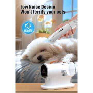 FIXR Dog Vacuum for Shedding Grooming, 12000pa Suction Dog Hair Vacuum, Pet Vacuum Grooming Kit with 2l Dust Cup, Low Noise, 3 Levels, 5 Grooming Tools