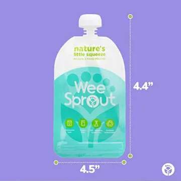 WeeSprout Double Zipper Reusable Food Pouches (Original, 3.4 fl oz)