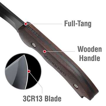 WORKPRO Axe and Fixed Blade Knife Combo Set, Full Tang, Wood Handle, for Outdoor Camping Survival Hunting, Sheath Included
