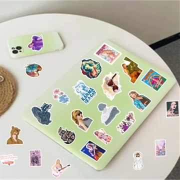 JXJMYU 100pcs Tayloris Music Sticker for Adult, Female Pop Singer Ablum Stickers for Teen Girl, Waterproof Vinyl Sticker for Water Bottle Laptop Phone Party Favors