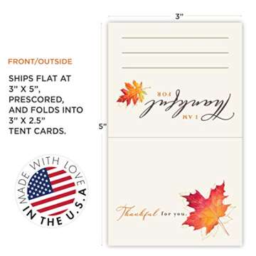 Koko Paper Co Thanksgiving Place Cards - 50 Count Stylish Gratitude Cards