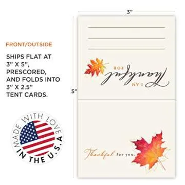 Koko Paper Co Thanksgiving Place Cards - 50 Count Stylish Gratitude Cards