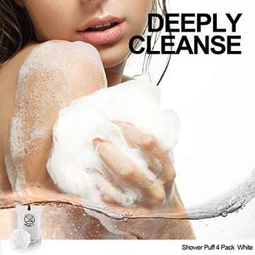 Loofah Sponge Bath Sponge for Women Men 4 Pack (White)