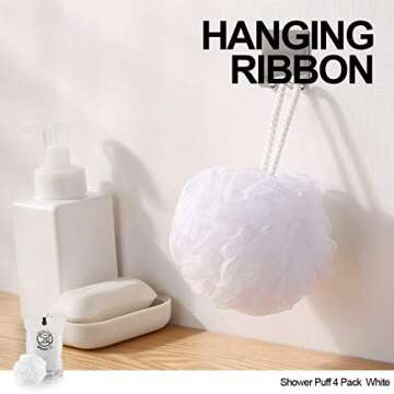 Loofah Sponge Bath Sponge for Women Men 4 Pack (White)