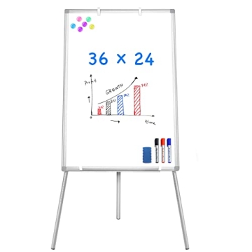 Easel Whiteboard - Magnetic Portable Dry Erase 36 x 24 Tripod Height Adjustable, 3' x 2' Flipchart E...