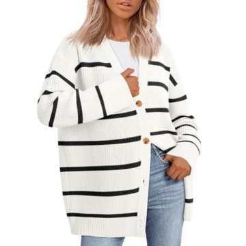 LILLUSORY Oversized Cardigan Sweater - Trendy V Neck Knit for Fall