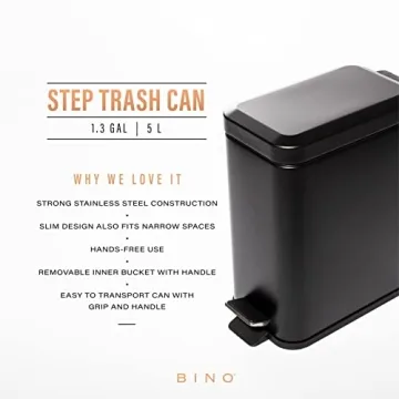 BINO Rectangular Step Trash Can - Compact & Stylish Solution
