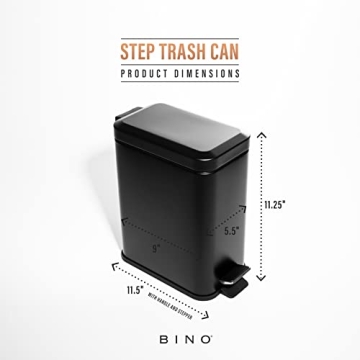 BINO Rectangular Step Trash Can - Compact & Stylish Solution