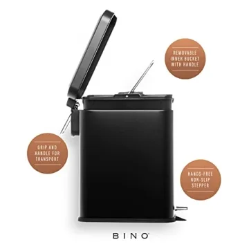 BINO Rectangular Step Trash Can - Compact & Stylish Solution