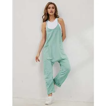 Lentta Women's Comfy V Neck Harem Jumpsuit with Pockets