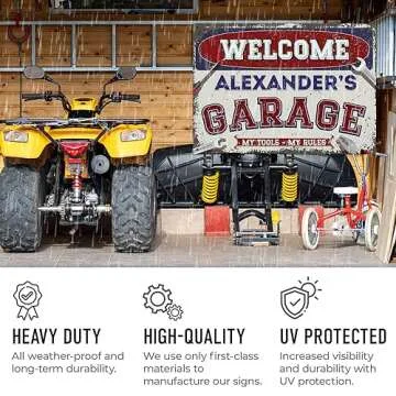 Sigo Signs, Custom Welcome Garage Signs, Personalized Rustic Vintage Sign, For Him, For, Man Cave, Indoor/Outdoor Sign, 10X14 Inches, Aluminum Composite, Fade Resistant, Made In Usa