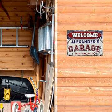 Sigo Signs, Custom Welcome Garage Signs, Personalized Rustic Vintage Sign, For Him, For, Man Cave, Indoor/Outdoor Sign, 10X14 Inches, Aluminum Composite, Fade Resistant, Made In Usa