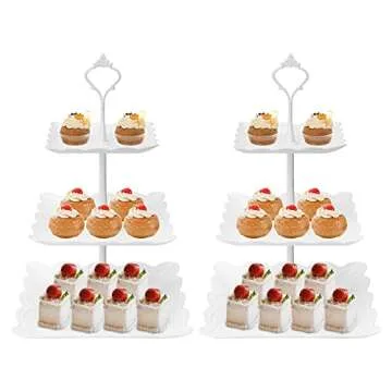 Coitak Plastic Cupcake Stands, 3 Tier Cupcake Stand, Dessert Tower Tray for Tea Party, Baby Shower and Wedding (2 Pack)