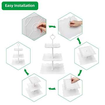 Coitak Plastic Cupcake Stands, 3 Tier Cupcake Stand, Dessert Tower Tray for Tea Party, Baby Shower and Wedding (2 Pack)