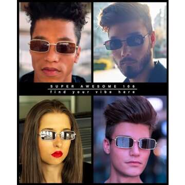 SA106 Mens Retro Vintage Narrow Rectangular Pimp Metal Sunglasses