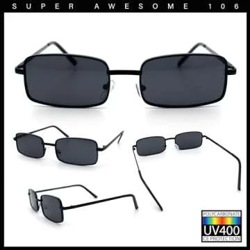 SA106 Mens Retro Vintage Narrow Rectangular Pimp Metal Sunglasses