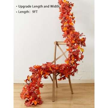 Thanksgiving 9FT Fall Maple Leaf Garland - Autumn Decor
