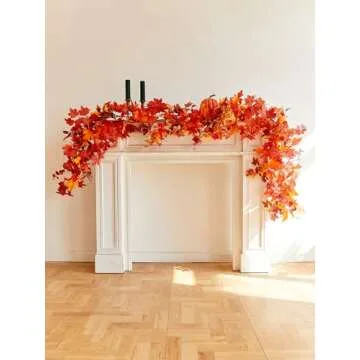 9FT Fall Maple Leaf Garland for Thanksgiving and Halloween