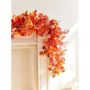 9FT Fall Maple Leaf Garland for Thanksgiving and Halloween