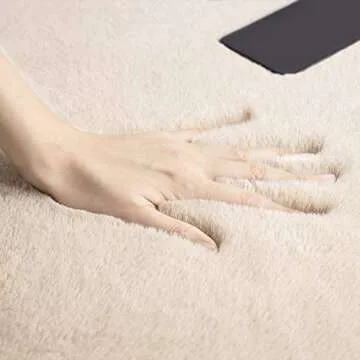 Ashler Faux Fur Rug, Ultra Soft Faux Rabbit Fur, Beige Area Rugs, 2 x 6 Feet, Machine Washable Nursery Decor Throw Rugs for Bedroom, Kids Room, Living Room