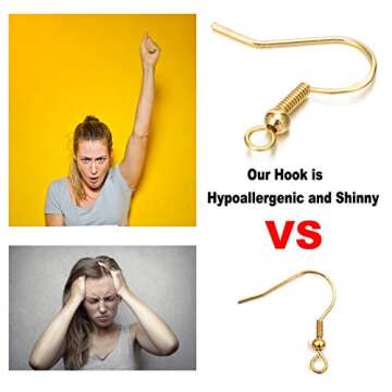 Gold Fishhook Earring Hooks - 240 pcs for Jewelry Making
