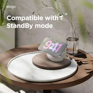 elago MS2 Charging Stand Compatible with MagSafe Charger - Premium Silicone, Compatible with iPhone 16/15/14/13/12 Series, Designed for MagSafe Stand [Stone] [Charging Cable Not Included]