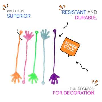 Neliblu Sticky Fingers - Fun Toys - Party Favors - Stocking Stuffers - 24 Count Wacky Fun Stretchy Glitter Sticky Hands, Party Favors, Birthday Parties,Toys for Sensory Kids