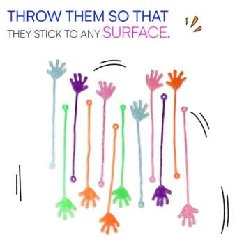 Neliblu Sticky Fingers - Fun Toys - Party Favors - Stocking Stuffers - 24 Count Wacky Fun Stretchy Glitter Sticky Hands, Party Favors, Birthday Parties,Toys for Sensory Kids